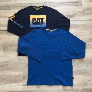Caterpillar Blue and Black Long Sleeve Tees